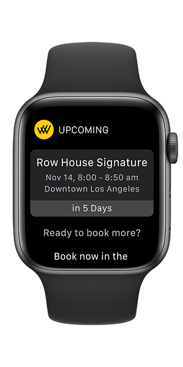 Apple watch displaying upcoming class schedules