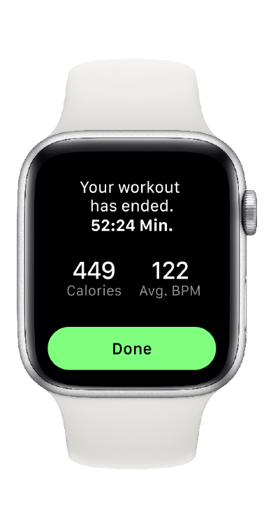 Apple watch displaying workout information